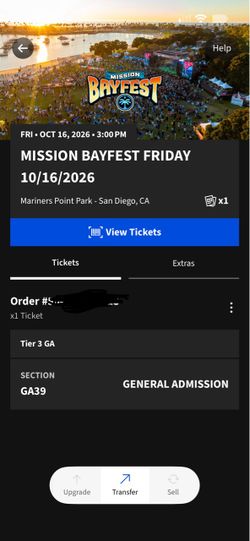 Mission Bayfest Friday October 16th ticket