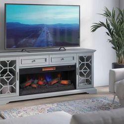TV STAND WITH FIREPLACE NEW IN BOX