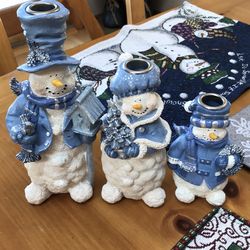 Snowman Candle Holders