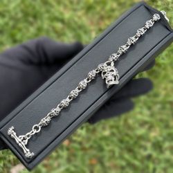 Jewelry .925 Flaming Skull Sterling Silver bracelet 8.50” 7.00mm 53.00g