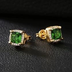 Green Gem Stud Earring
