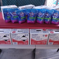 Pool Muriatic Acid & Pool Ph Up 8 Boxes 7 Bags