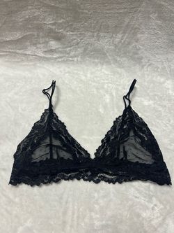 Savage X Fenty black lace triangle sheer mesh bralette bra size small medium