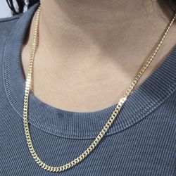 3.5mm Miami Cuban Chain Necklace 18k Gold Filled 