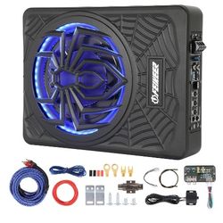 1200W Subwoofer,RGB Slim Underseat Car Subwoofer and Amp Package.Under seat subwoofers with amp,Individual Control for Low Pass/Gain/Boost Bass.Deep B
