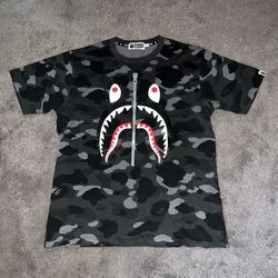 Bape Black Color Camo Shark Face Tee ♟️