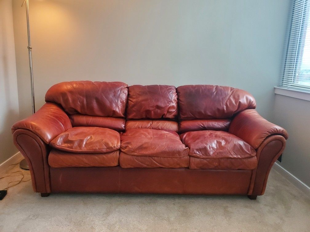 Soft Genuine Leather Sofa Bed
