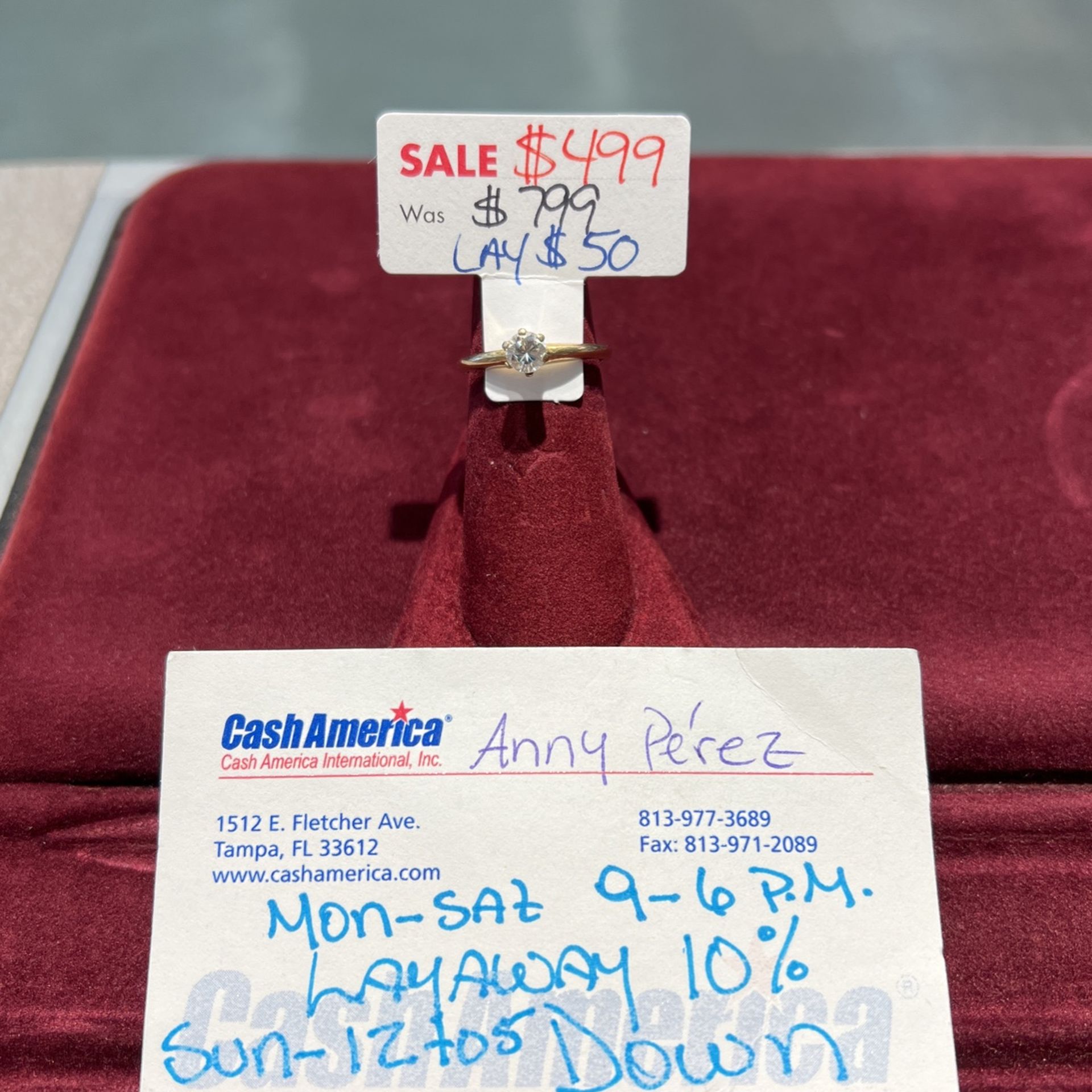 Engagement Ring Yellow Gold Size 7 Weight 2.3 Half A Karat .50 The Diamond Size