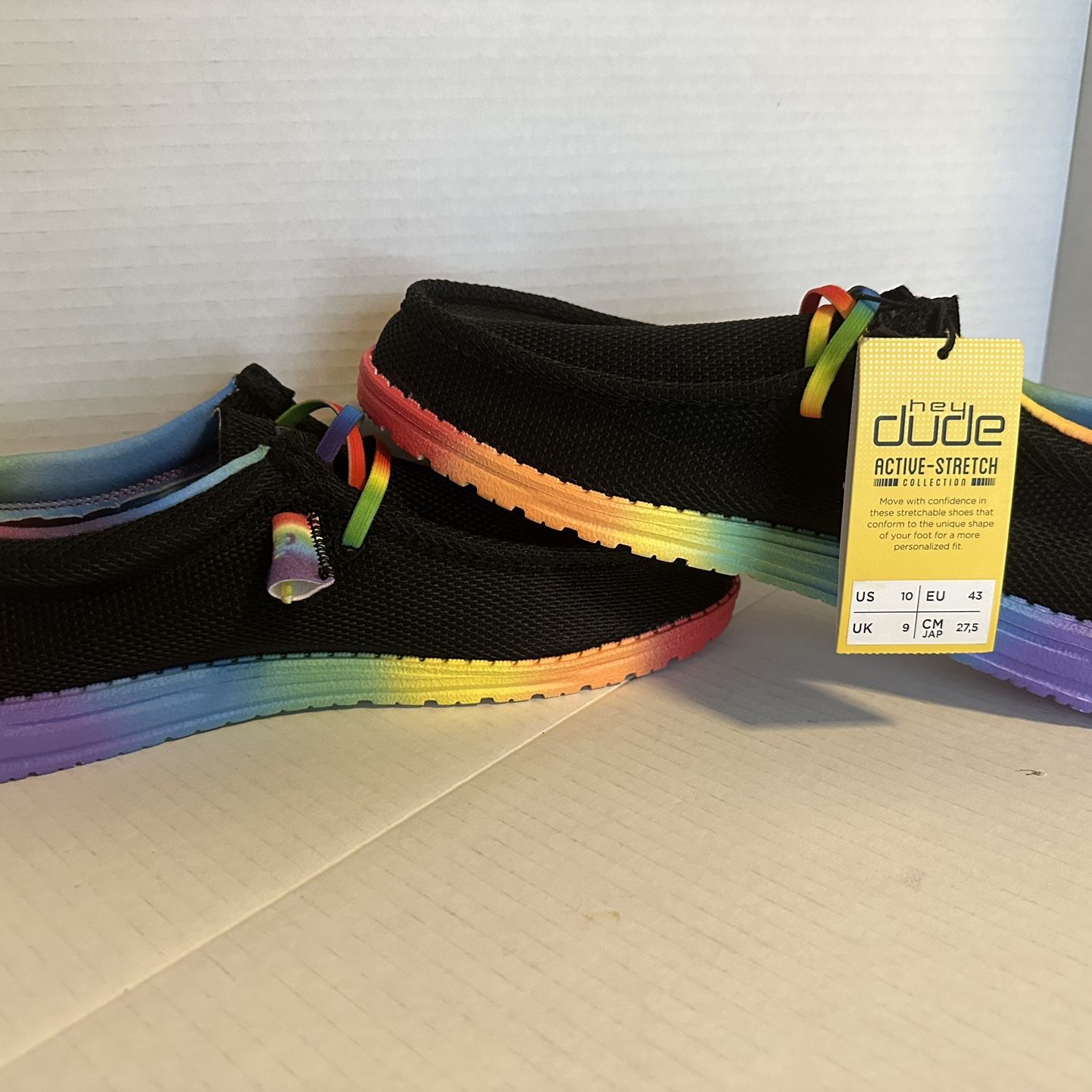 Hey Dude Wally L Stretch Black Rainbow Slip On Loafers Mens 11 110384782‎ Hey Dude Men main image 4