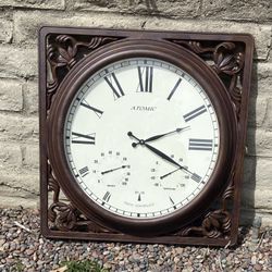 Jumbo Atomic Wall Clock. Encased In Metal Frame. 25.5” Square