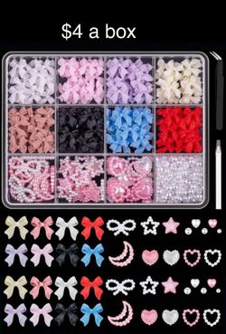 500 Pcs 3D Nail Charms And Flatback Pearls