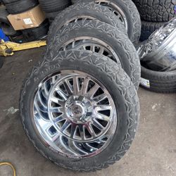 22x12 Chrome Wheels Tires 6lug Chevy Ford 