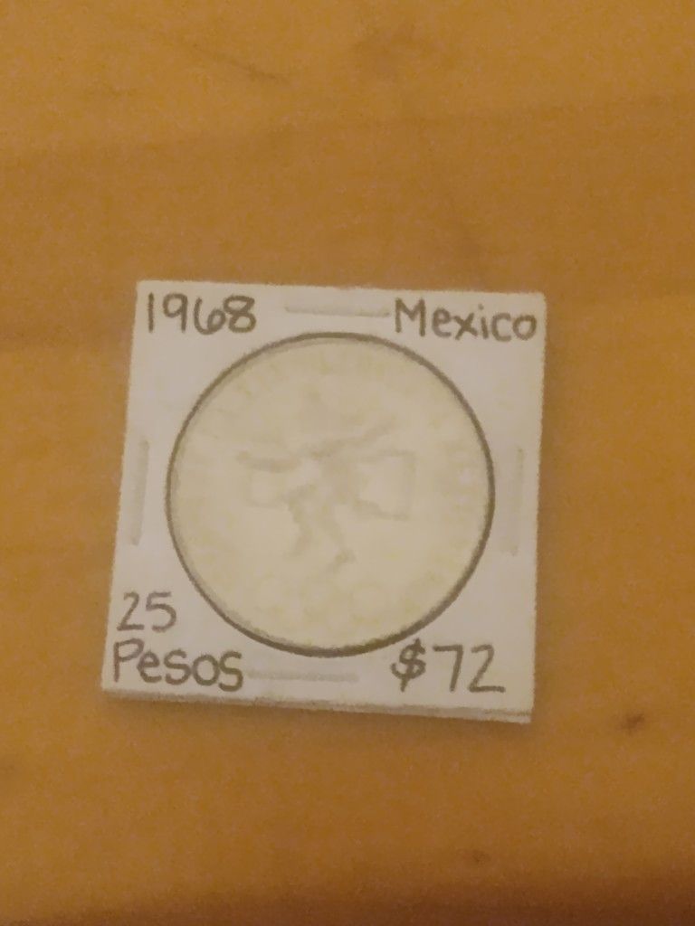 1968 Mexican 25 Pesos Silver Olympic Commemerative 