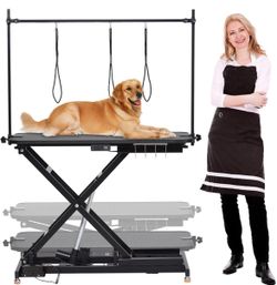 Electric Grooming Table for Dogs Pet At Home Capacity 264LBS Black Dog Grooming Table Height Adjustable Pet Grooming Table with Dog Grooming Arm Anti