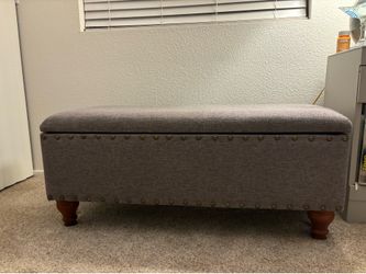 Grey Upholstered Storage Bench