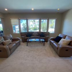  3-Piece Leather Reclining Sofa Set