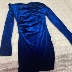 Zara Velour Royal Blue Dress Size Xs