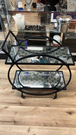 Black Rolling Mirrored Cart