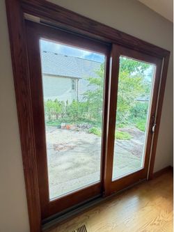 Wood frame sliding door