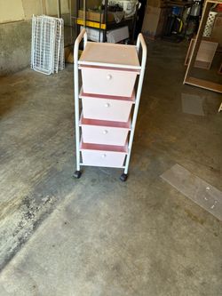 Pink 4-Drawer Rolling Storage Cart