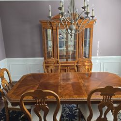 Dining Table, Chairs, And Hutch