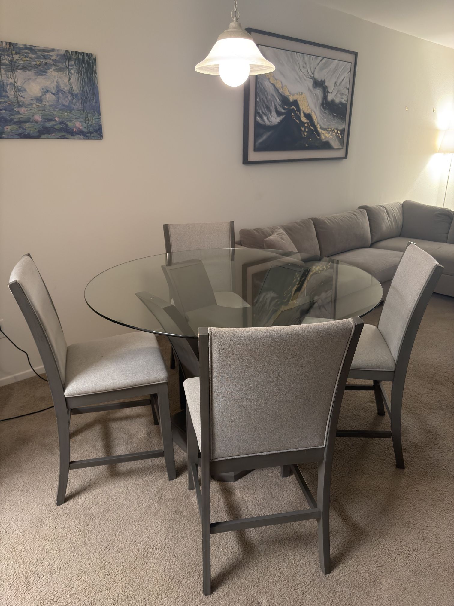 Glass Dining Table w/ 4 Chairs