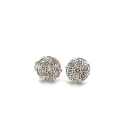 10kt White Gold Flower Diamond Cluster Earrings 1ctw 173577 3