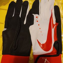 Brand New Nike Swingman Batting Gloves White Red Black Youth Large