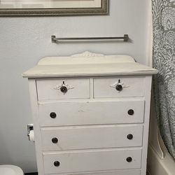 Antique Dresser on Wood Wheels