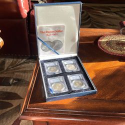 4 SILVER PEACE DOLLARS GRADED PCGS MS64+ ! 1922-25- Awesome 4 Coin Set. 