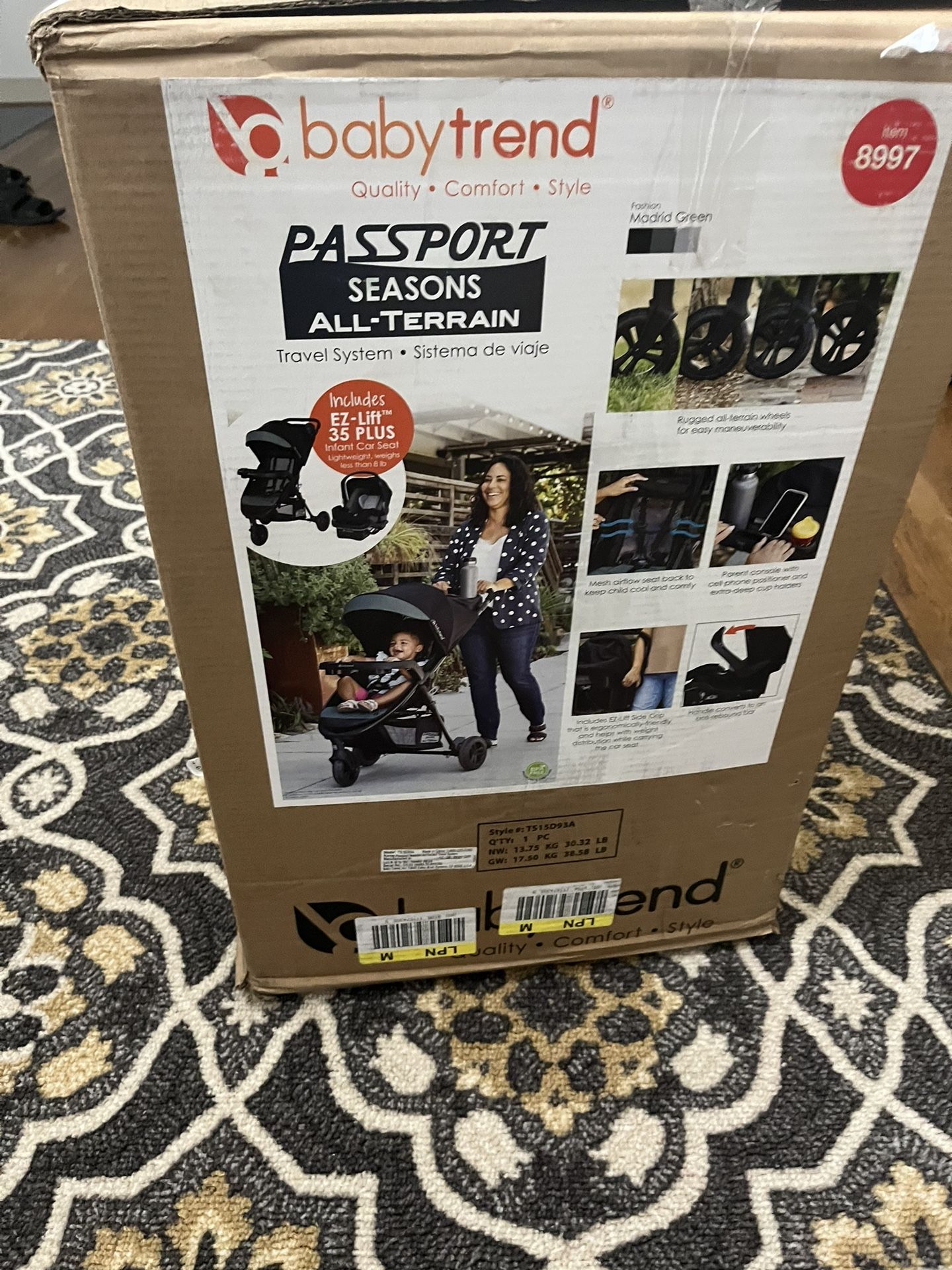Baby Trend Passport Seasons All-Terrain Travel System with EZ-Lift PLUS Infant Car Seat - Dash Black