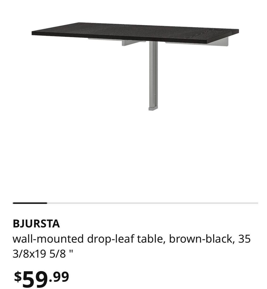 IKEA Bjursta Wall Mount Black Desk 