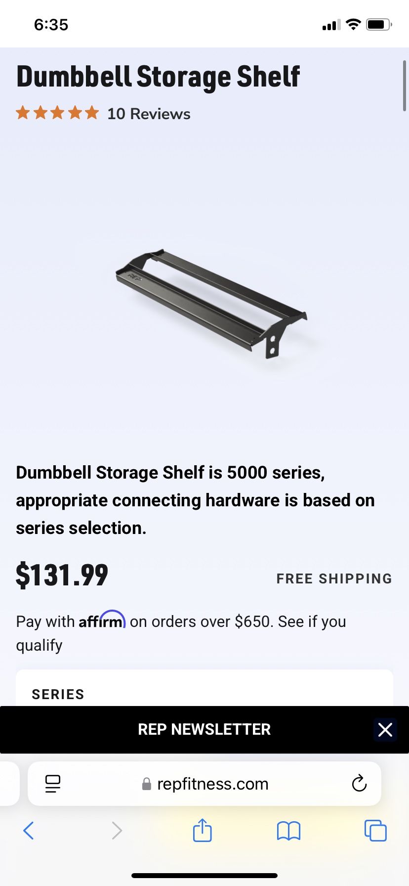 Rep Fitness Shelves For Dumbbells.