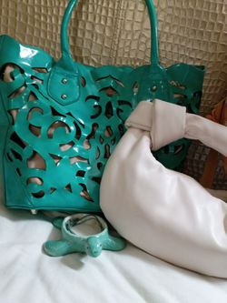 Teal Laser Cut Tote Bag