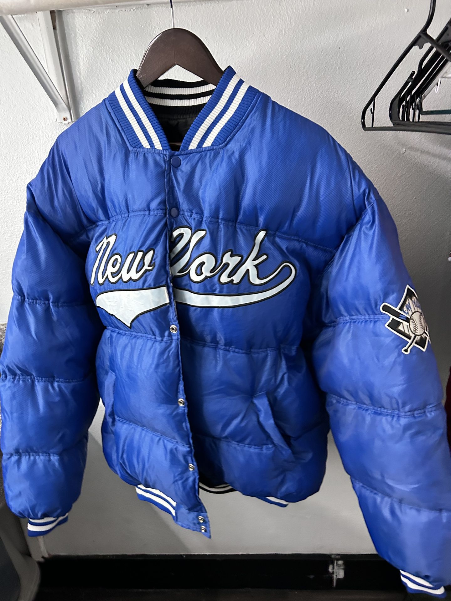Vintage Puffer Jacket New York Detroit Reversible Jacket 