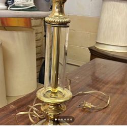 Mid Center modern vintage brass lucite table lamp