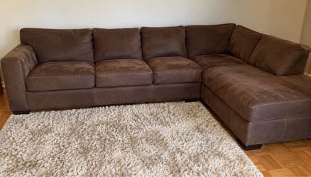 Brown Microsuede Sectional Sofa with Chaise