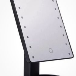 LED Makeup Mirror Lighted Stand Tabletop Touch Screen Vanity Black