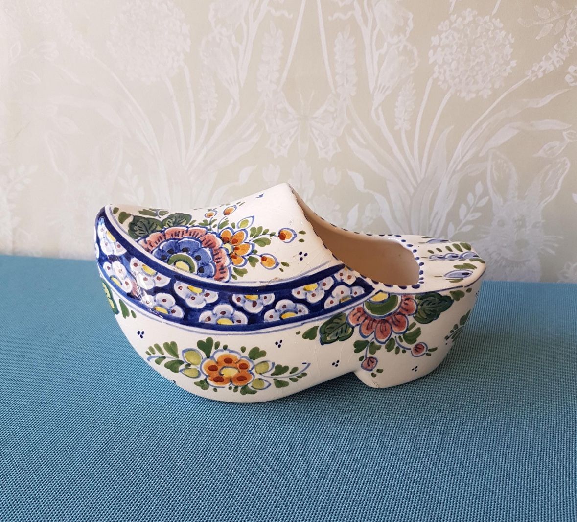 Vintage Delft Pottery Polychrome Shoe