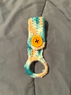 Handmade Crochet Towel Holder with Button