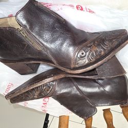 Stetson Brown Leather Western Cowboy  🤠 Ankle Boots Shoes Women Size 10