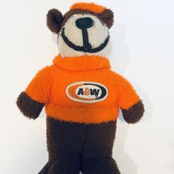 Vintage Plush A&W Root Beer Rooty the Teddy Bear USA Drive In Stuffed Animal