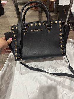 Michael Kors Black Studded Satchel Bag