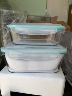Glass Food Storage Containers with Lids Set of 2