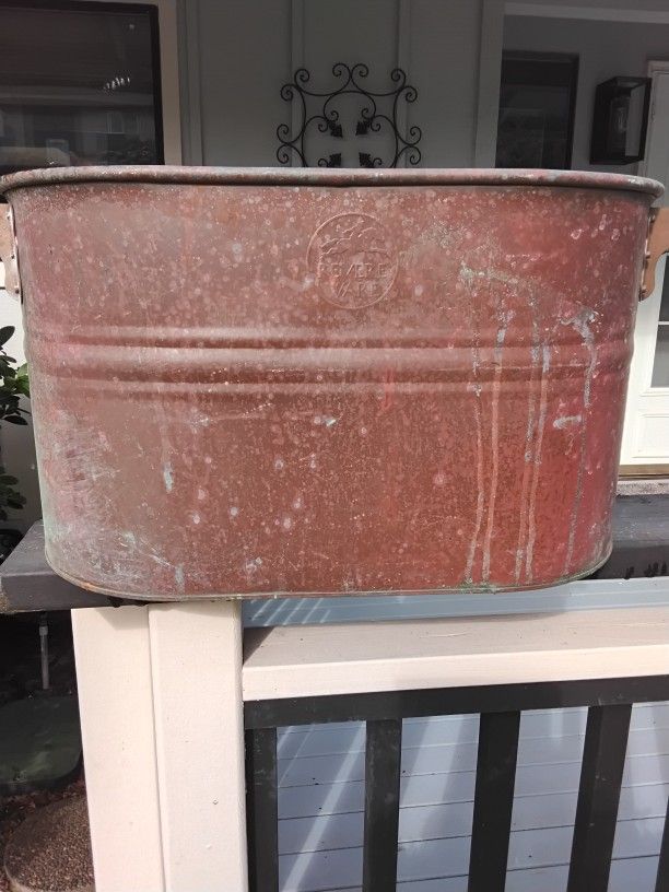 Collectable Large Reverd Ware Solid Copper Boiler Wash Tub Planter Ect