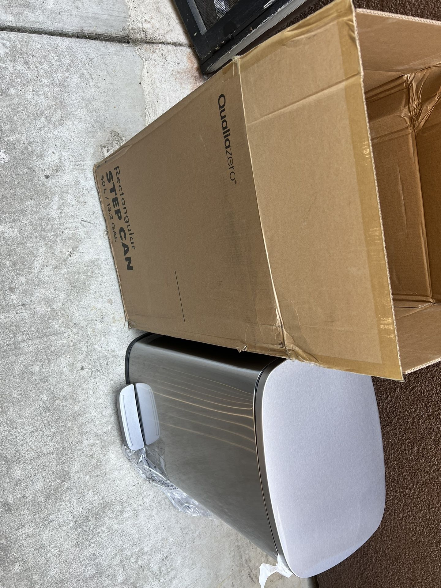 Qualiazero 13.2 Gallon Trash Can Rectangular Step On Kitchen Trash Can Silver