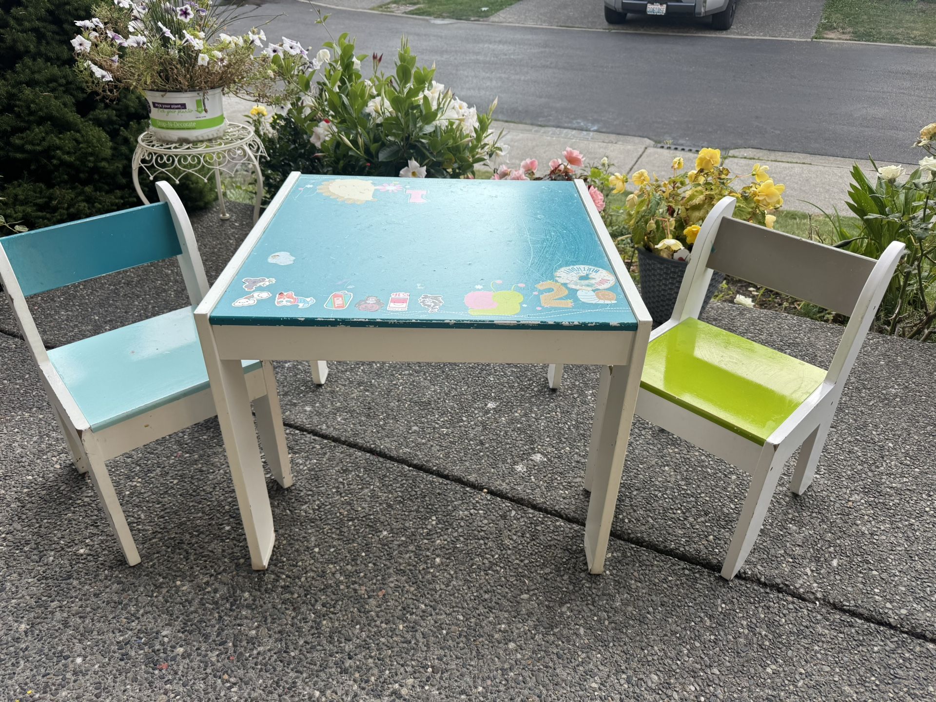 Wooden Kids Table & Chairs Set