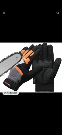 Heavy Duty All Purpose Anti-Cut Chainsaw Gloves, Touchscreen Work Gloves with 12-Layer Protection on Left Hand Back Only, Heavy Duty Gloves