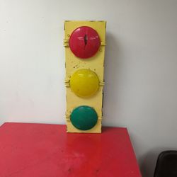 Yellow Traffic Light Vintage Lights Up Metal