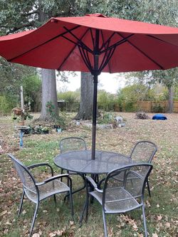 Wrought Iron Patio Set with Umbrella